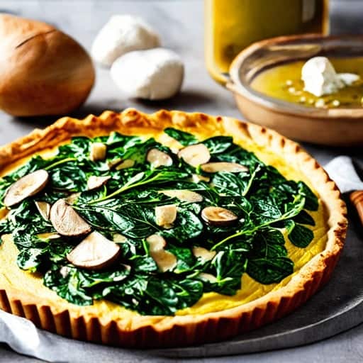 Spinach and Mushroom Quiche making process
