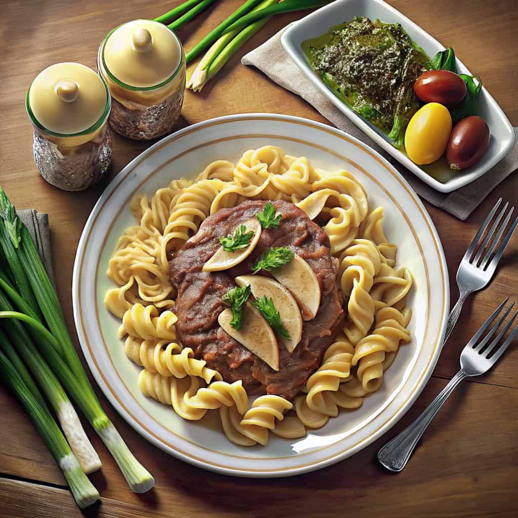 side dish with beef stroganoff